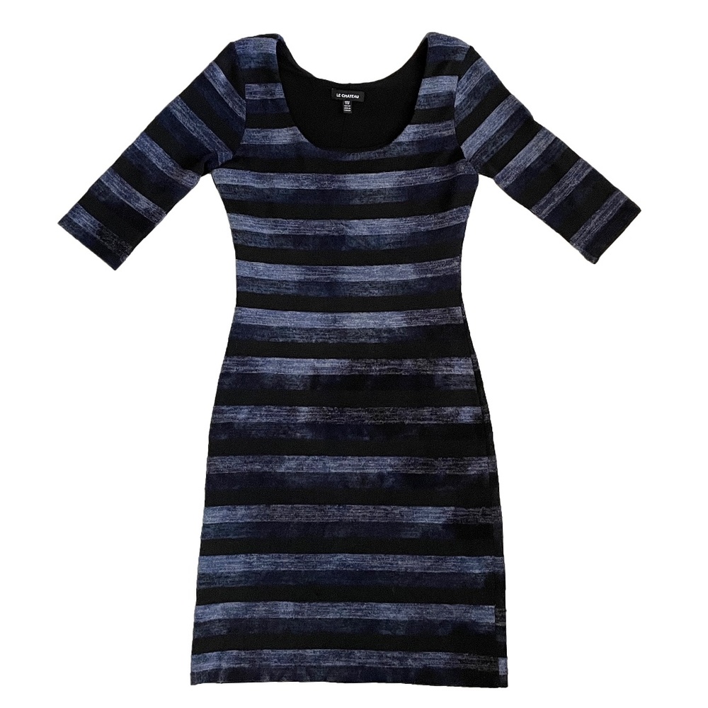 EUC Le Chateau Striped Sweater Dress in Blue & Black Size XXS